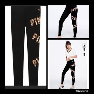 VICTORIA SECRET PINK LARGE ROSE GOLD BLING LEGGING